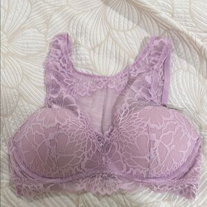 PINK Victoria's Secret Purple Lace Wireless Bra